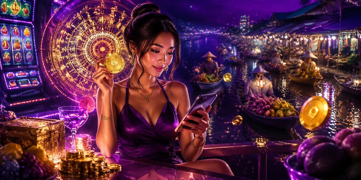 Máy slot game với ánh sáng neon sôi động